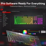 REDRAGON K618 PRO Horus RGB Gaming Wireless Mechanical Keyboard - Low Profile Red Switches WinMac (Black)