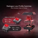 REDRAGON K618 PRO Horus RGB Gaming Wireless Mechanical Keyboard - Low Profile Red Switches WinMac (Black)