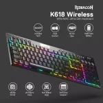 REDRAGON K618 PRO Horus RGB Gaming Wireless Mechanical Keyboard - Low Profile Red Switches WinMac (Black)