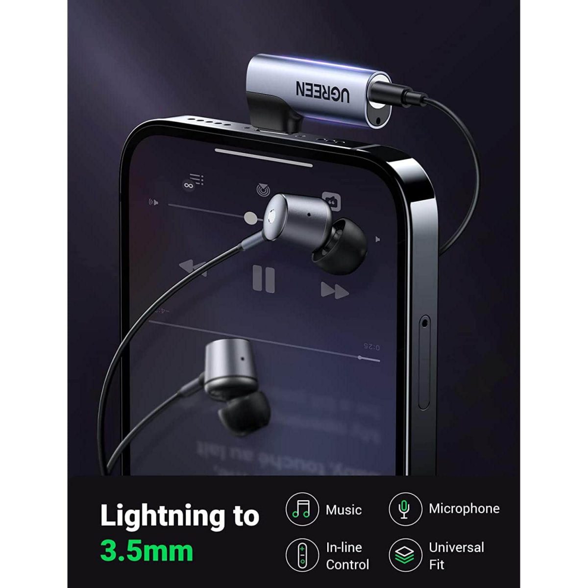 UGREEN Lightning to 3.5mm Audio Headphone Jack Adapter