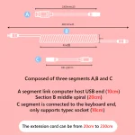 AJAZZ AL60 Mechanical Keyboard Aviator Cable Coiled Type C USB (White Pink)