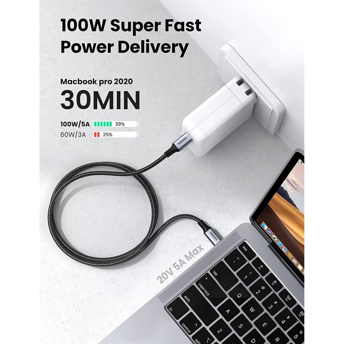 Ugreen 100W PD Fast Charging Cable USB-C to USB-C 2M 5A