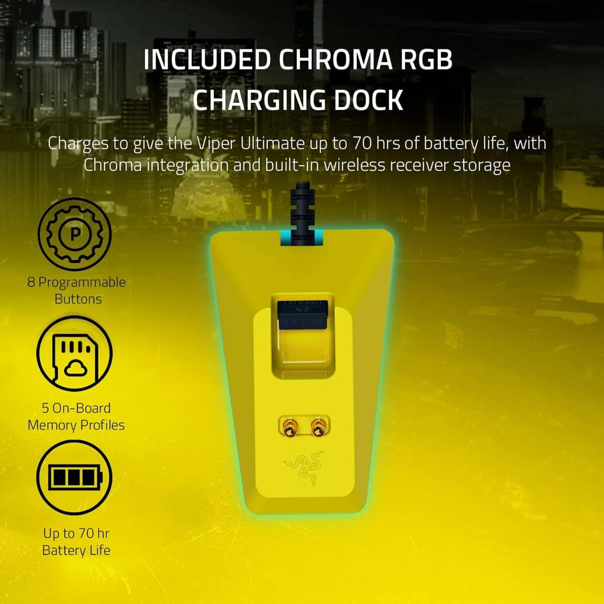 Razer Viper Ultimate Wireless Gaming Mouse + Charging Station (Cyberpunk 2077 Edition)