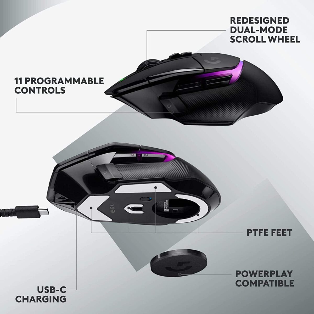 Logitech G502 X PLUS LIGHTSPEED Wireless Gaming Mouse Hero Sensor 25K (Black)