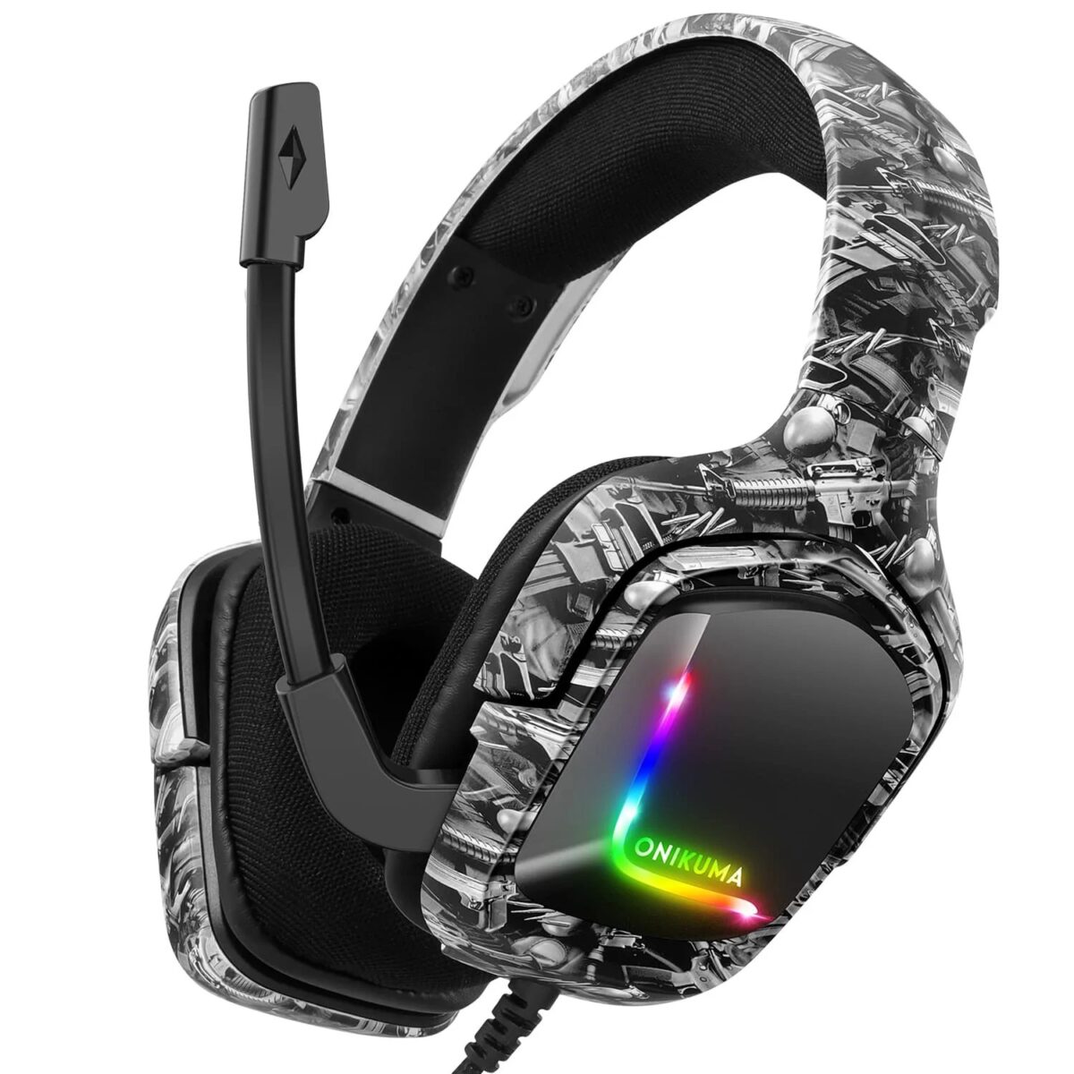 ONIKUMA K20 RGB Gaming Headset – Stereo – Noise canceling Mic – (camouflage) - Image 8