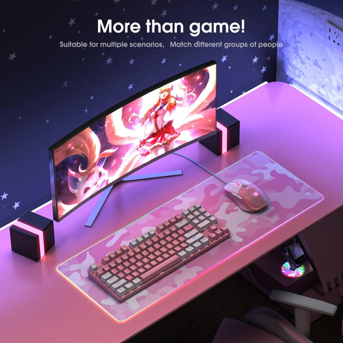 ONIKUMA CW916 Gaming Mouse - 7,200 DPI (Pink White)