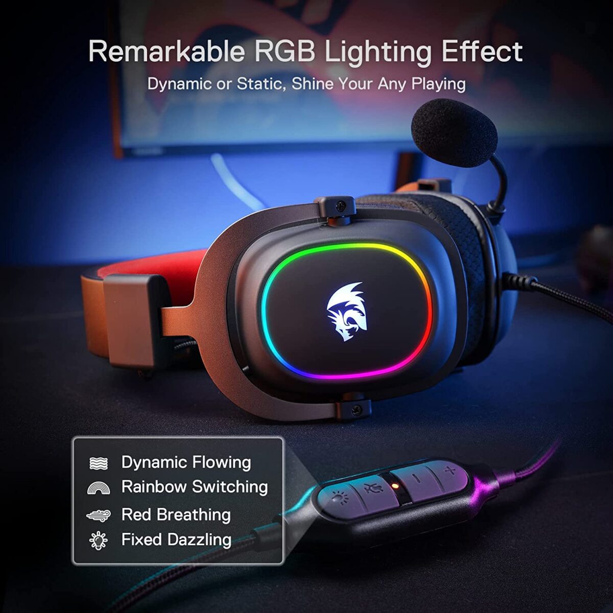 Redragon H510 RGB Zeus X USB Gaming Headset - 7.1 Surround Sound (Black)