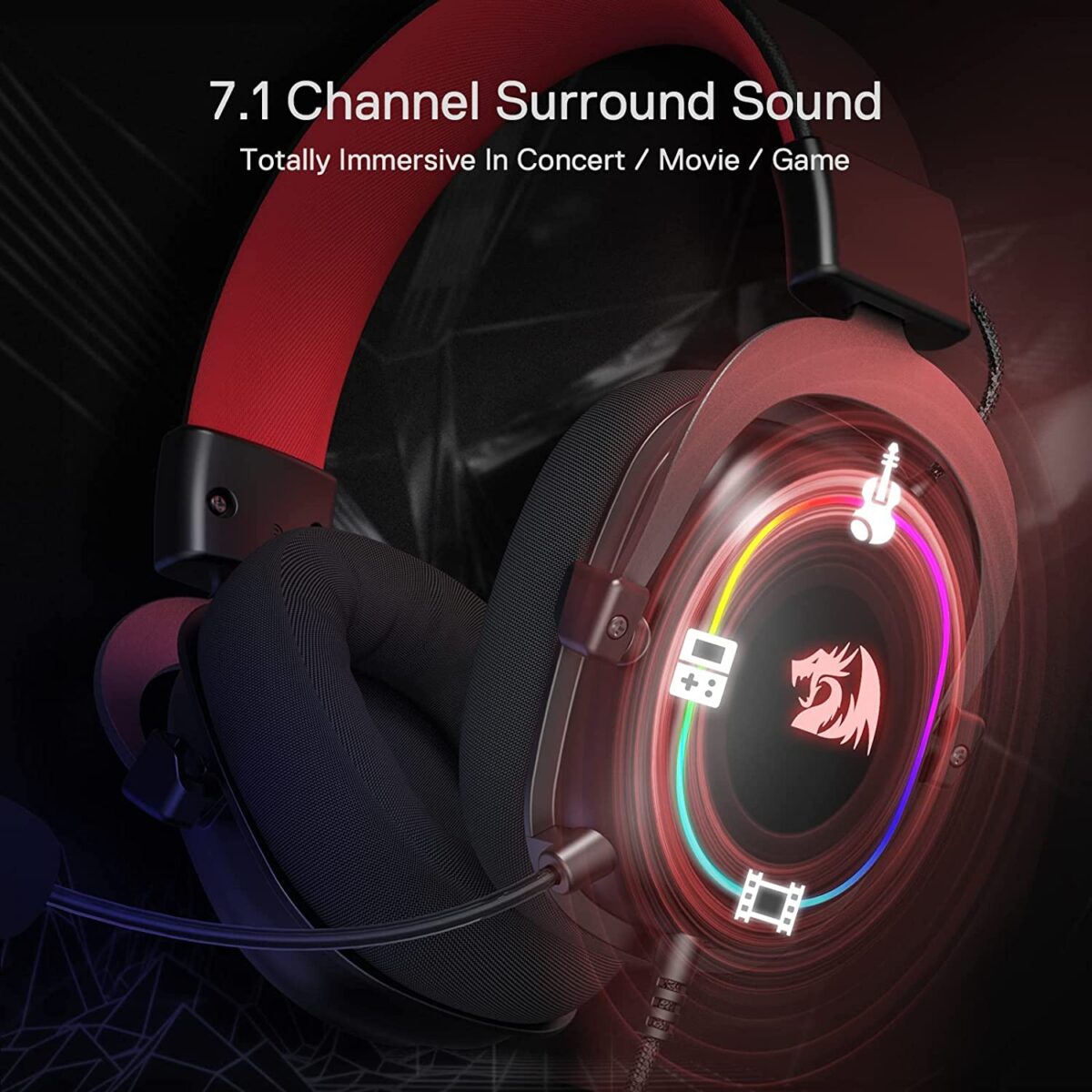 Redragon H510 RGB Zeus X USB Gaming Headset - 7.1 Surround Sound (Black)