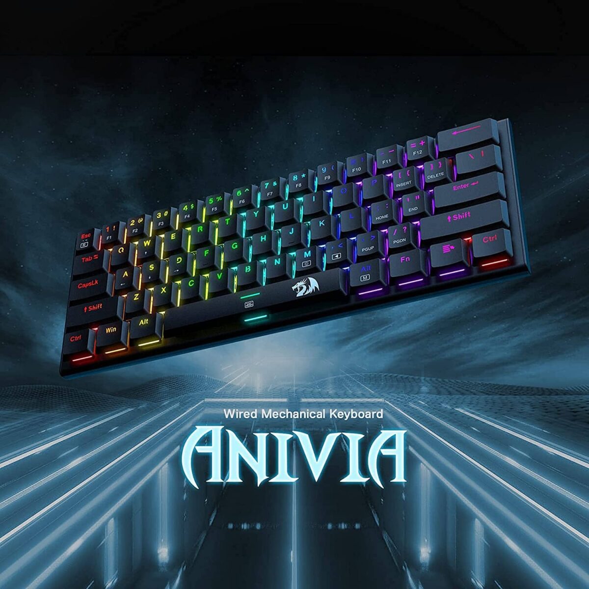 Redragon K614 Anivia RGB Mechanical Gaming Keyboard - Low Profile Red Switch (Black)