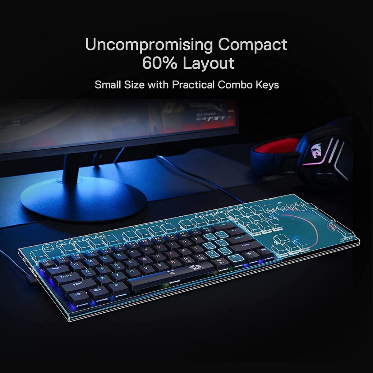 Redragon K614 Anivia RGB Mechanical Gaming Keyboard - Low Profile Red Switch (Black)