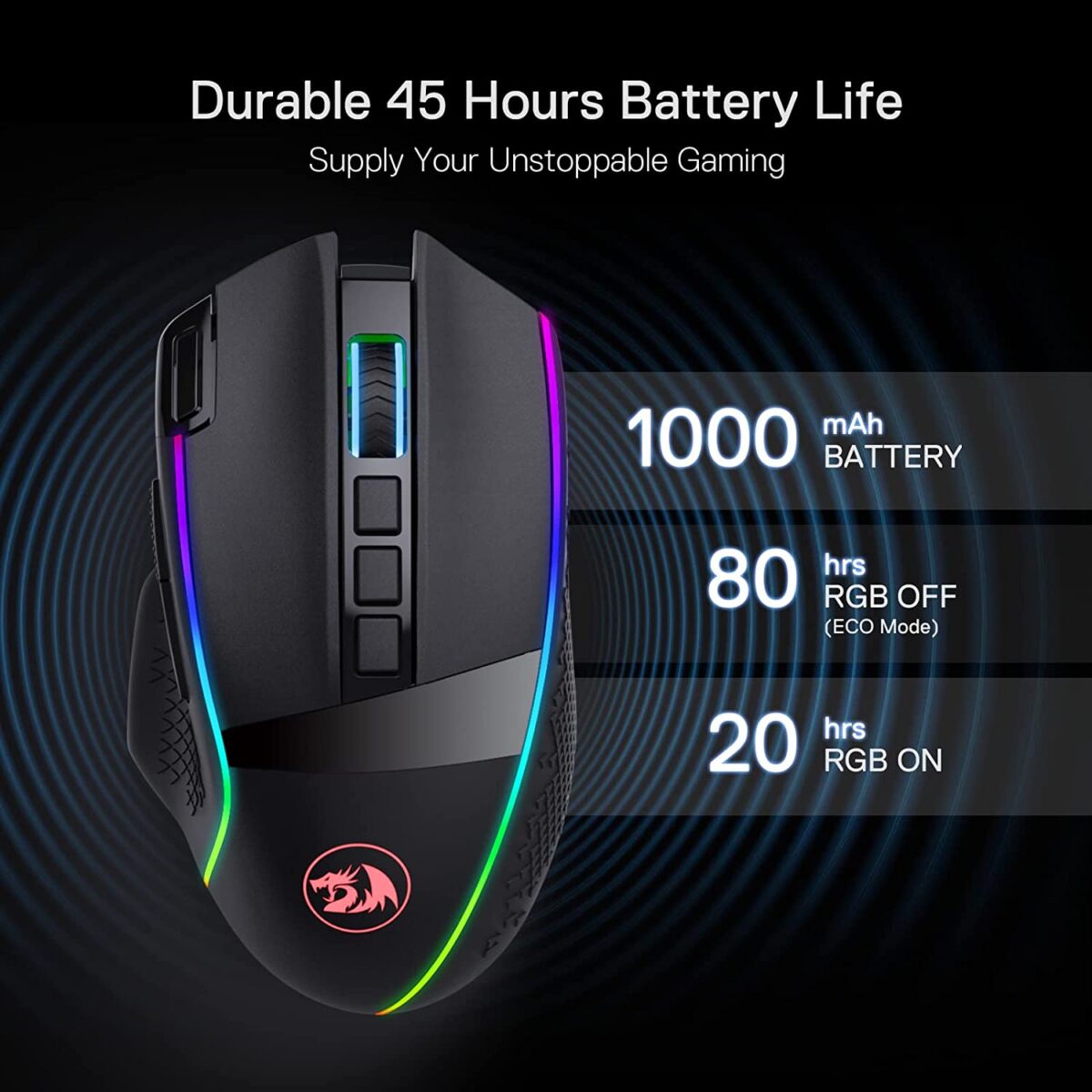 Redragon M991 RGB ENLIGHTENMENT Wireless / Wired Gaming Mouse - 19,000 DPI