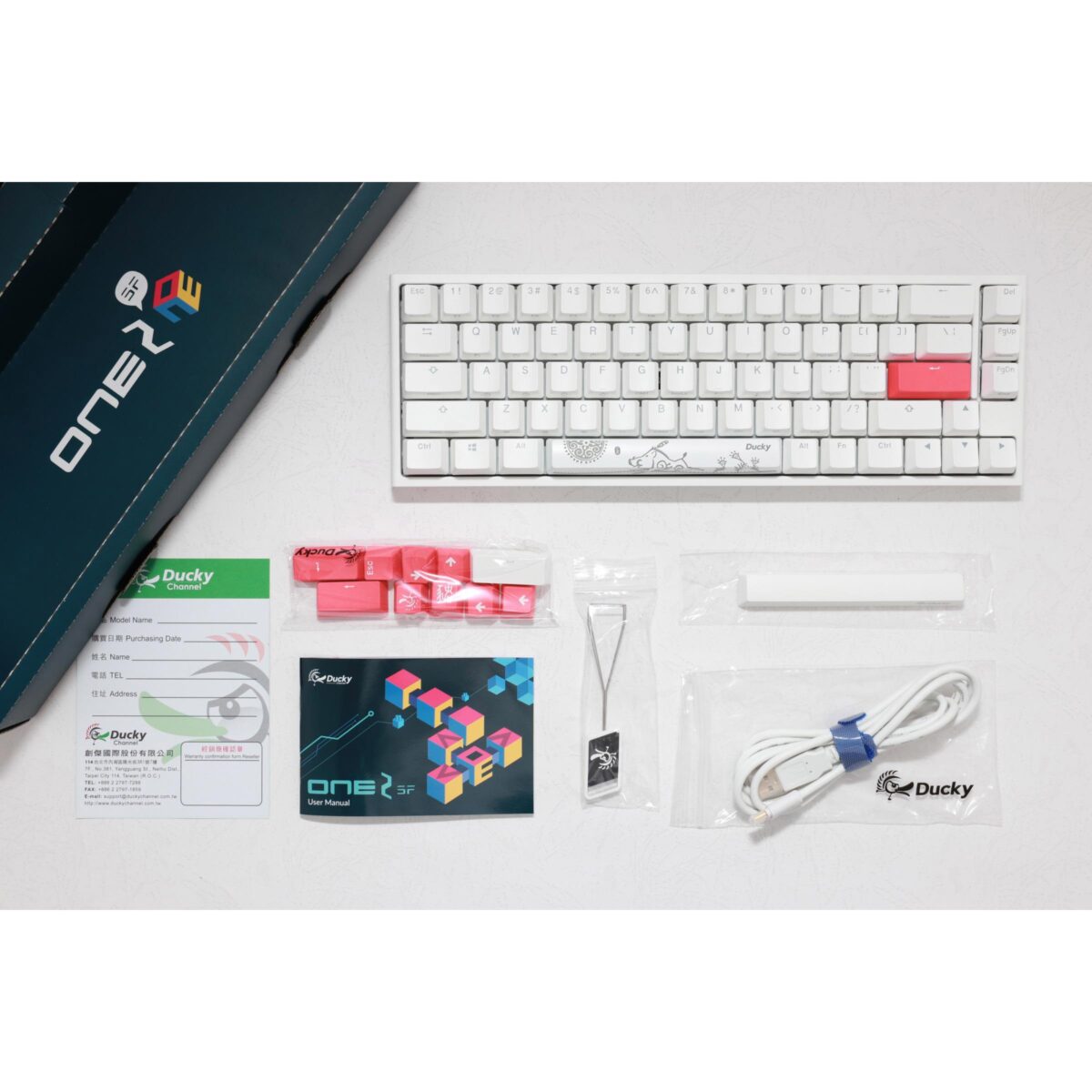 Ducky One 2 SF RGB 65% Gaming Mechanical Keyboard - Cherry MX Blue Switches (Pure White)