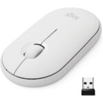 LOGITECH PEBBLE M350 Silent Wireless and Bluetooth Mouse (White)