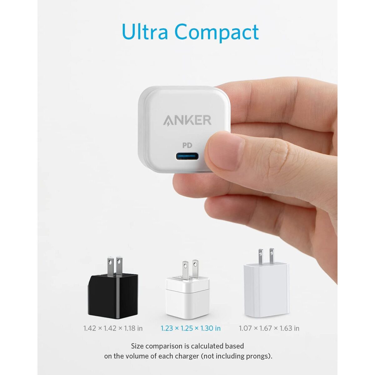 Anker USB C Charger, 20W Fast Charger with Foldable Plug, PowerPort III Cube