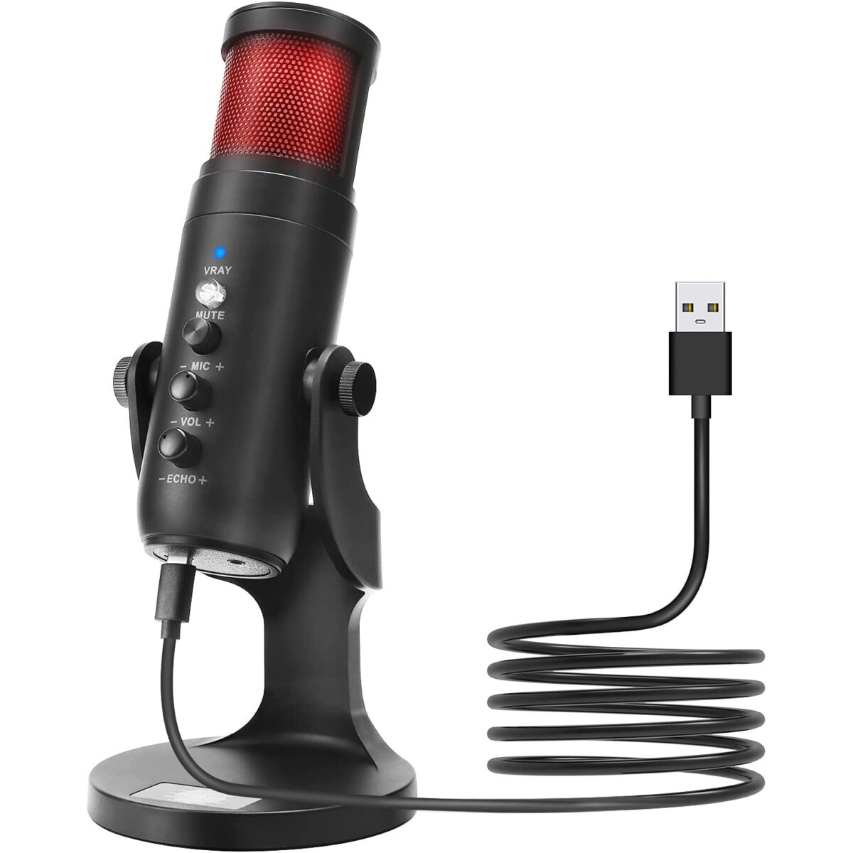 USB RGB Gaming Condenser Podcast Microphone