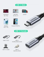 Ugreen USB Type C Extension Cable USB C 3.2 100W Charging 10Gbps (1 Meter)