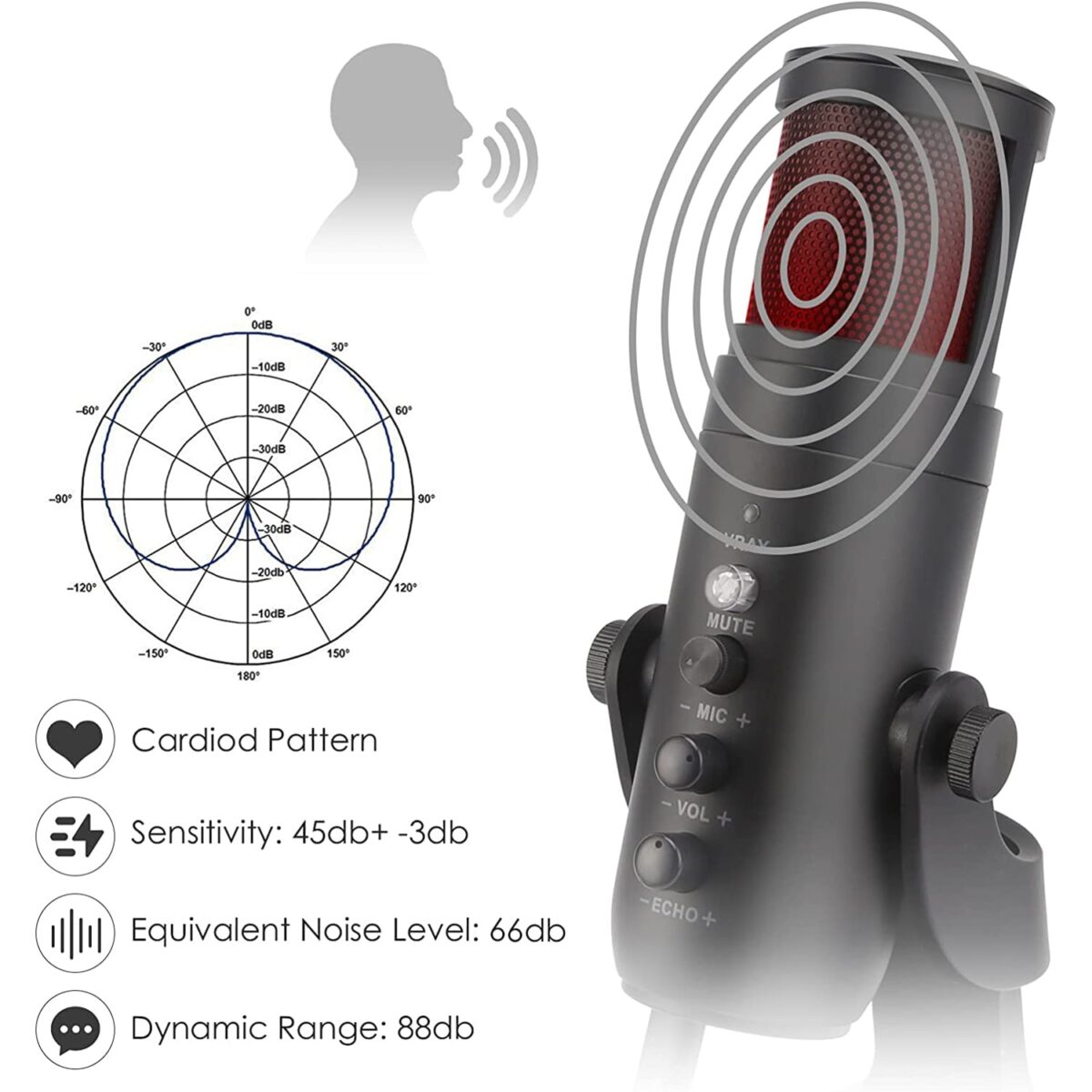 USB RGB Gaming Condenser Podcast Microphone