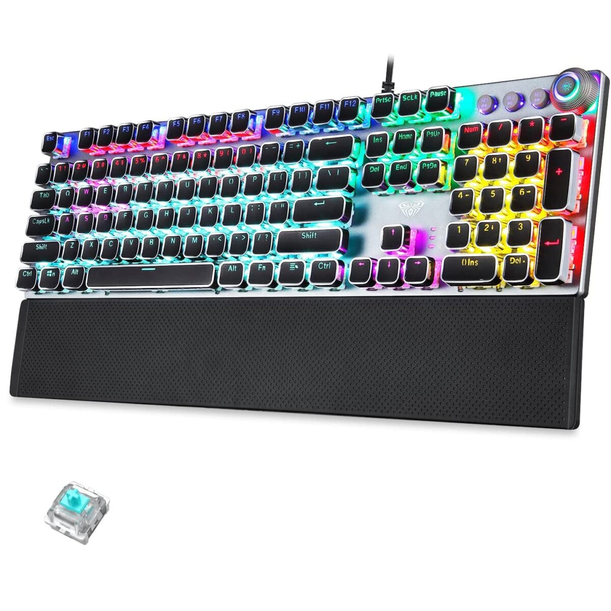 Aula WIND F2088 Gaming Mechanical Keyboard - Blue Switches (Crystal Keycaps)
