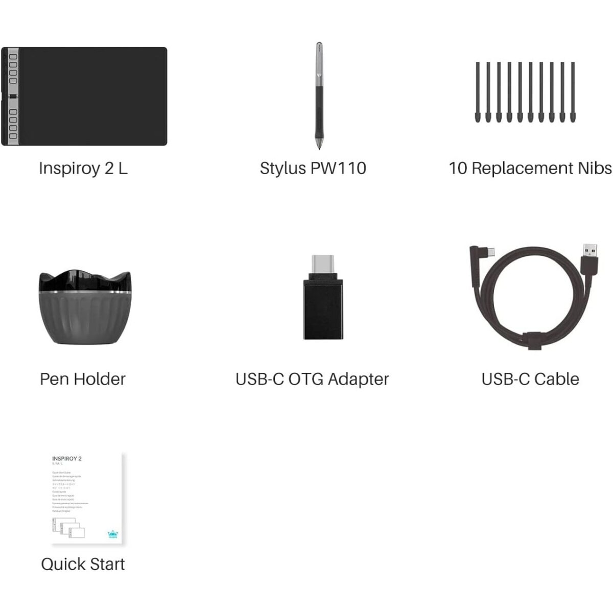HUION Inspiroy 2 H1061P Graphic Drawing Tablet - 10 x 6 inch Large (Black)