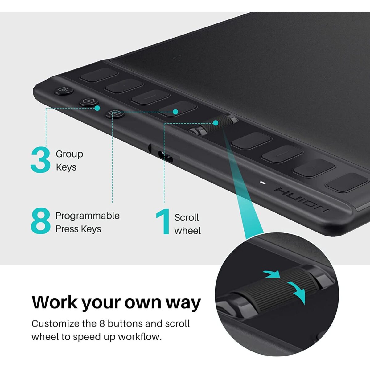 HUION Inspiroy 2 H951P Graphic Drawing Tablet - 9 x 5 inch Medium (Black)