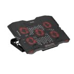 XTRIKE ME FN813 Laptop Cooling Pad Stand - 5x RED Led Fans – 2 USB Ports - Phone Holder - Support UP 17 Inch