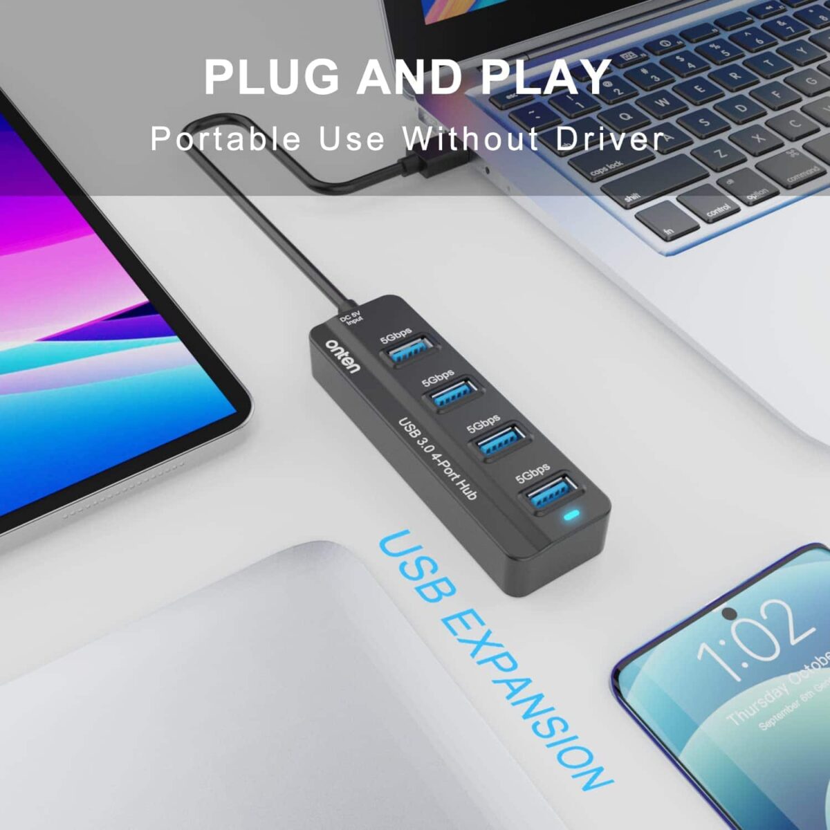 ONTEN 4 Port USB 3.0 HUB with 1M Cable