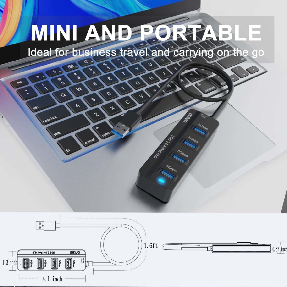 ONTEN 4 Port USB 3.0 HUB with 1M Cable