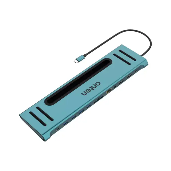 ONTEN 9199 USB C Docking Station 12 in 1 Dual 4K HDMI Adapter, USB C HUB Dual Monitor for Windows 4KHDMI*2,100WPD SD/TF,USB3.0,USB C, Ethernet