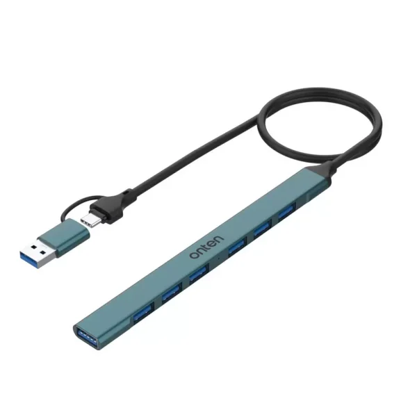 ONTEN UCA9702 USB C + USB 3.0 to 7 USB Ports for MacBook Pro, iMac 2021, USB Splitter Aluminum Alloy