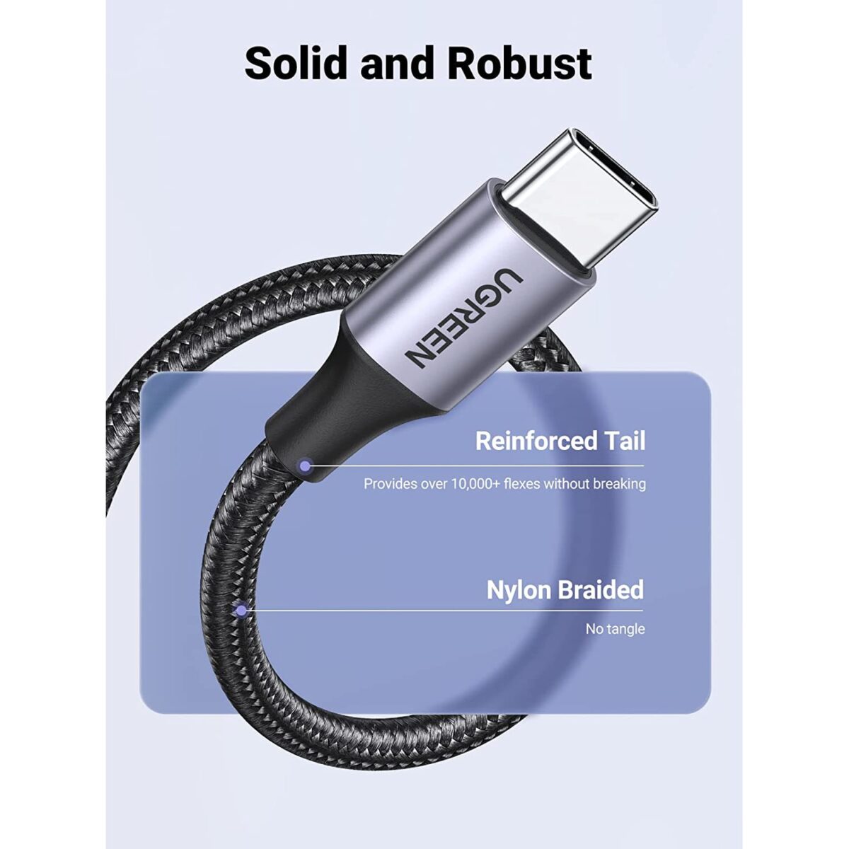 UGREEN USB C Cable USB A to Type C Cable Nylon Braided Fast Charger (2M) - Image 3