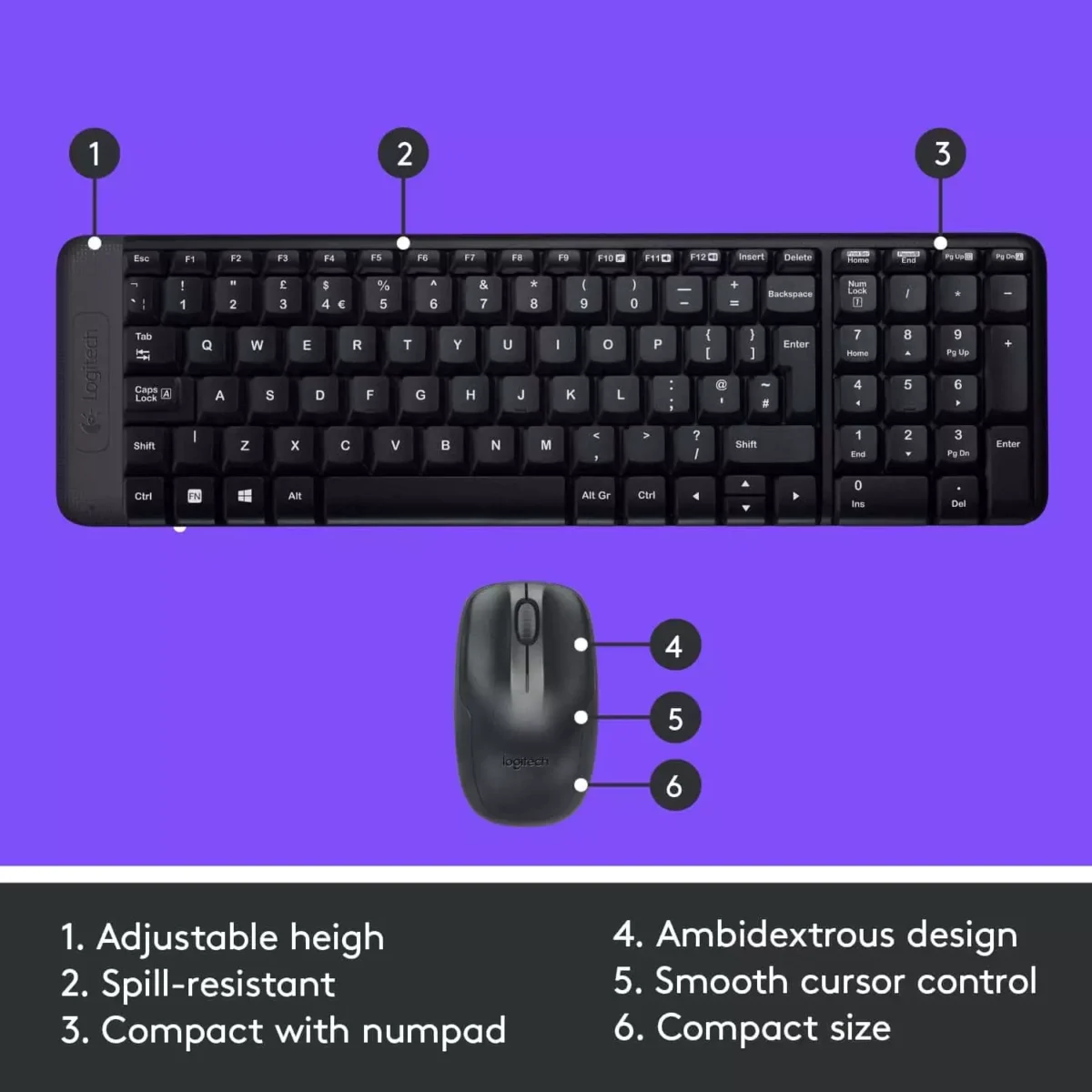LOGITECH MK220 WIRELESS KEYBOARD AND MOUSE COMBO (Arabic)