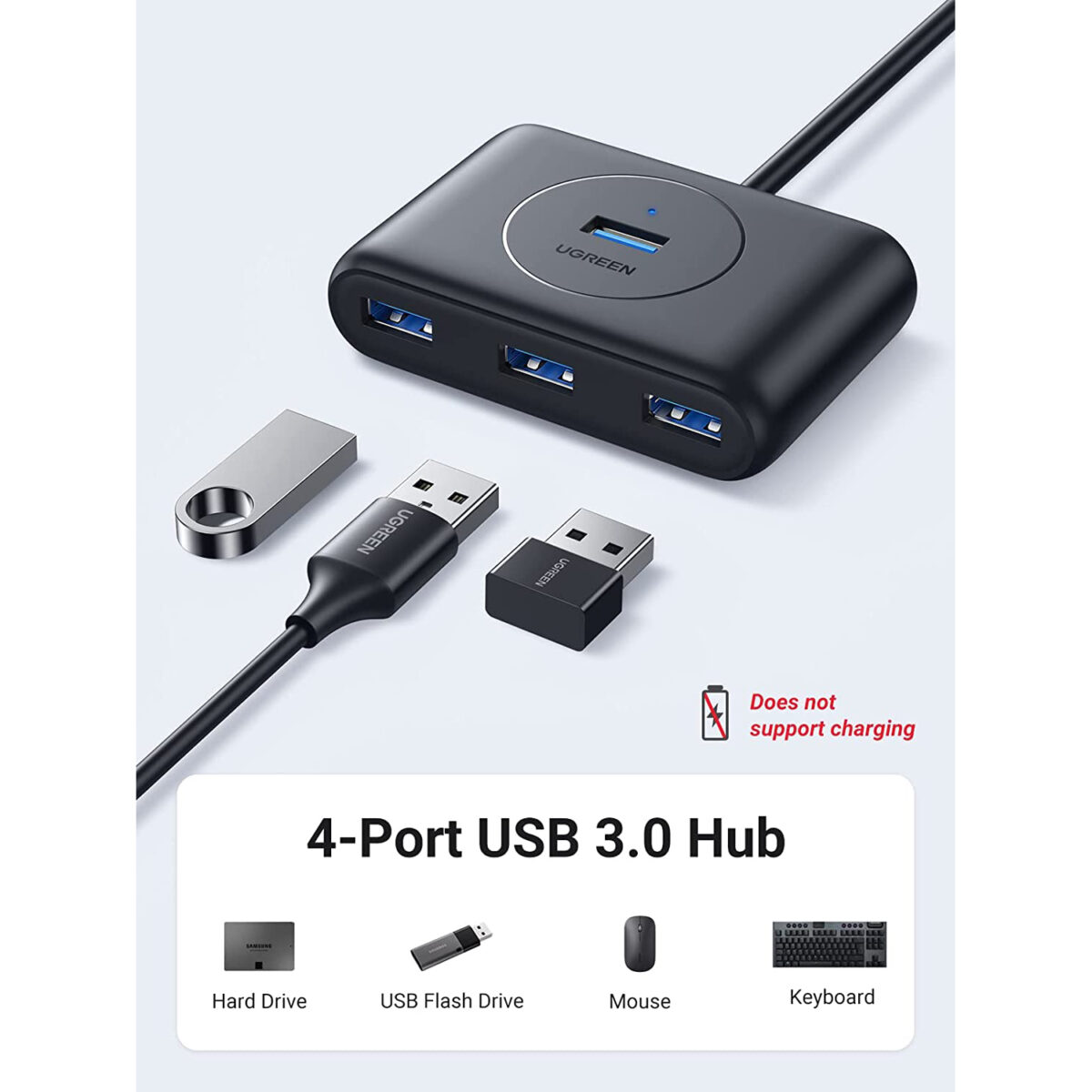 UGREEN USB Hub, 4-Port USB 3.0 Hub with 1M Extension Cable