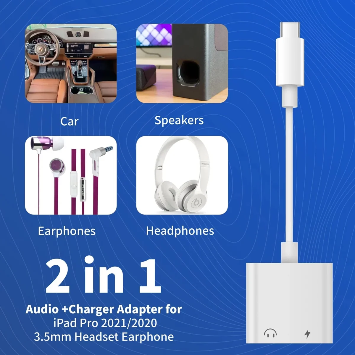 USB C to 3.5mm Headphone and USB C Charger Adapter