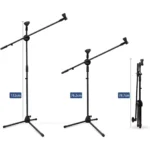 Microphone Stand Stand Tripod with Mic Clips, Boom Microphone Stand Height Adjustable