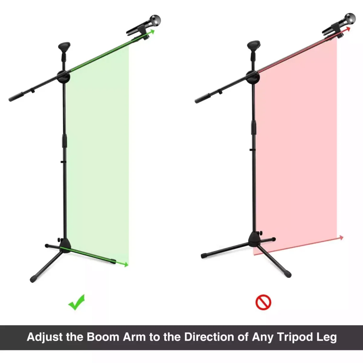 Microphone Stand Stand Tripod with Mic Clips, Boom Microphone Stand Height Adjustable