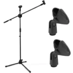 Microphone Stand Stand Tripod with Mic Clips, Boom Microphone Stand Height Adjustable