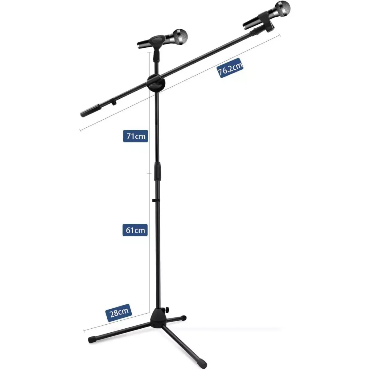 Microphone Stand Stand Tripod with Mic Clips, Boom Microphone Stand Height Adjustable