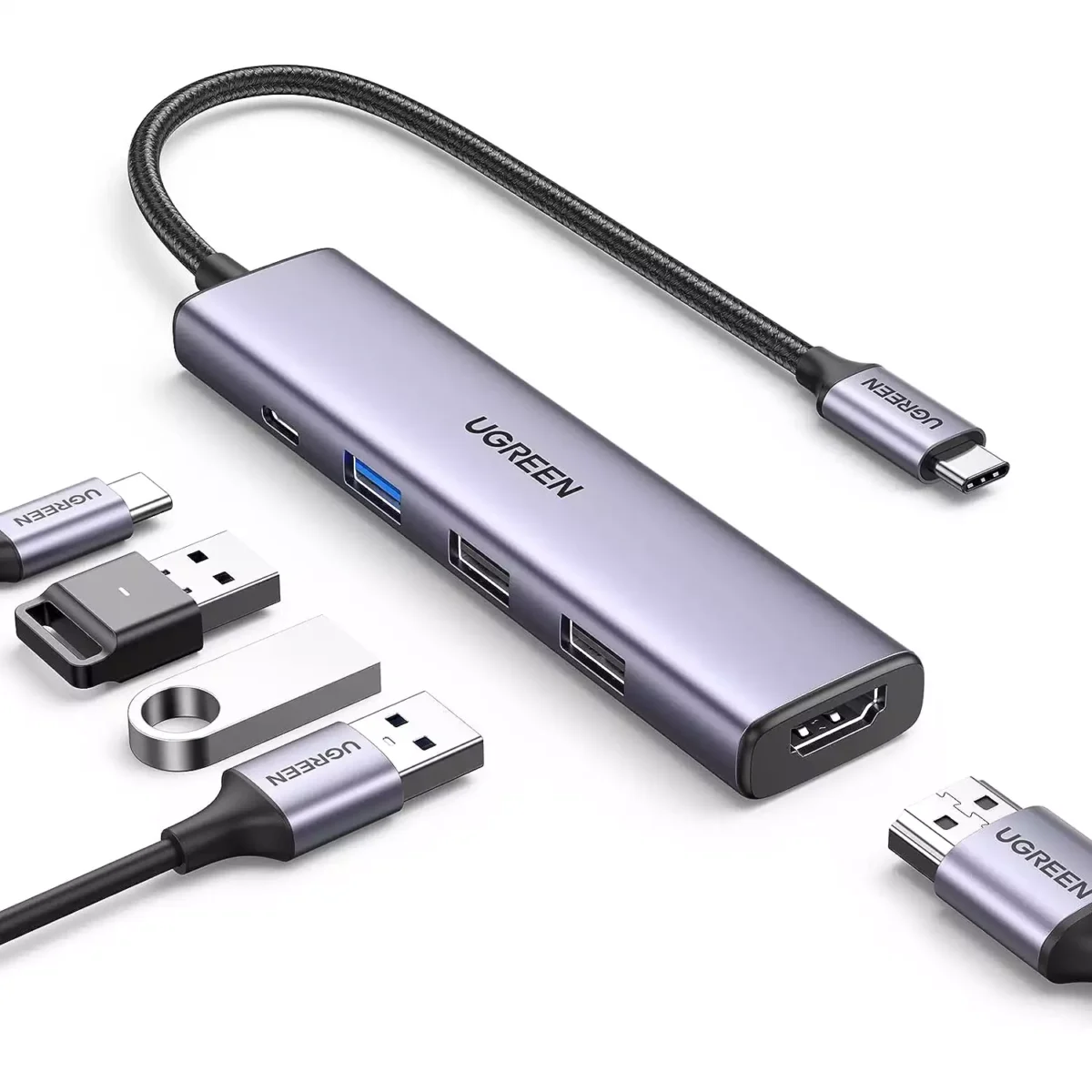 UGREEN Revodok 5-in-1 USB-C Hub with 4K HDMI, 100W Power Delivery, 3 USB-A Data Ports