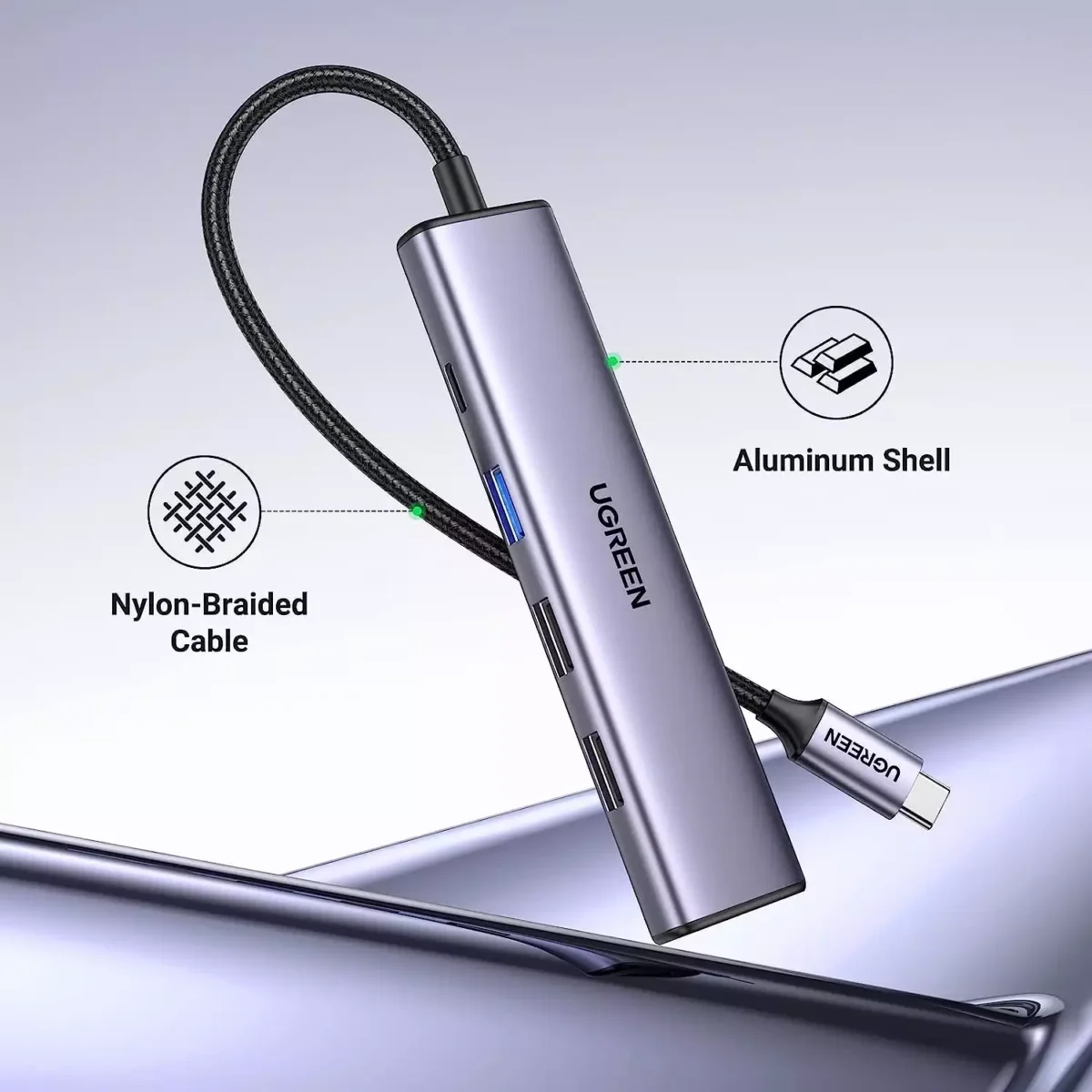 UGREEN Revodok 5-in-1 USB-C Hub with 4K HDMI, 100W Power Delivery, 3 USB-A Data Ports