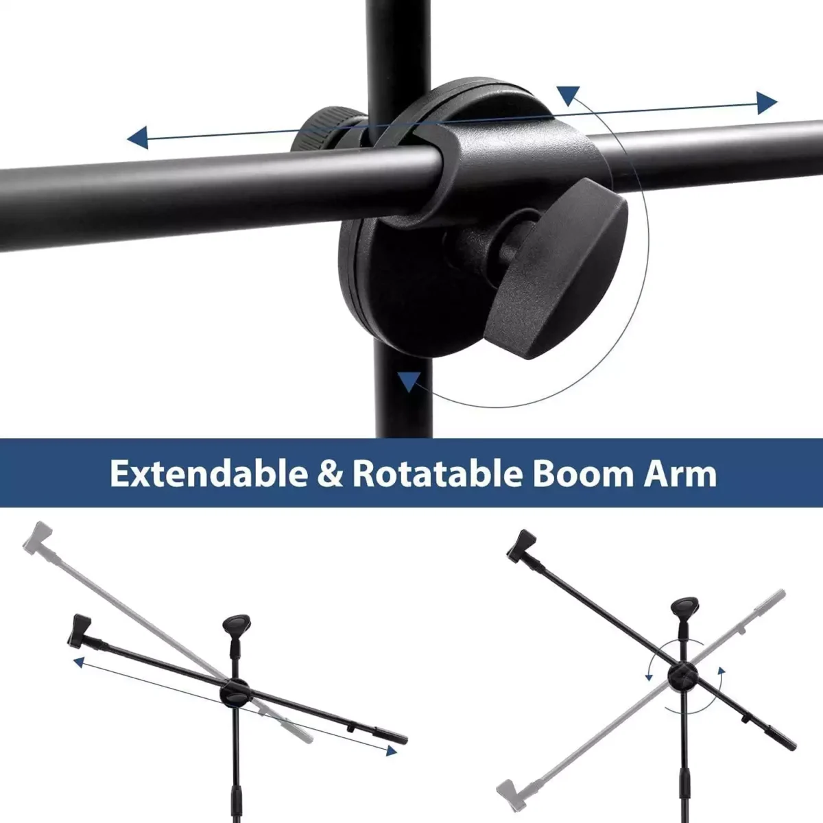 Microphone Stand Stand Tripod with Mic Clips, Boom Microphone Stand Height Adjustable