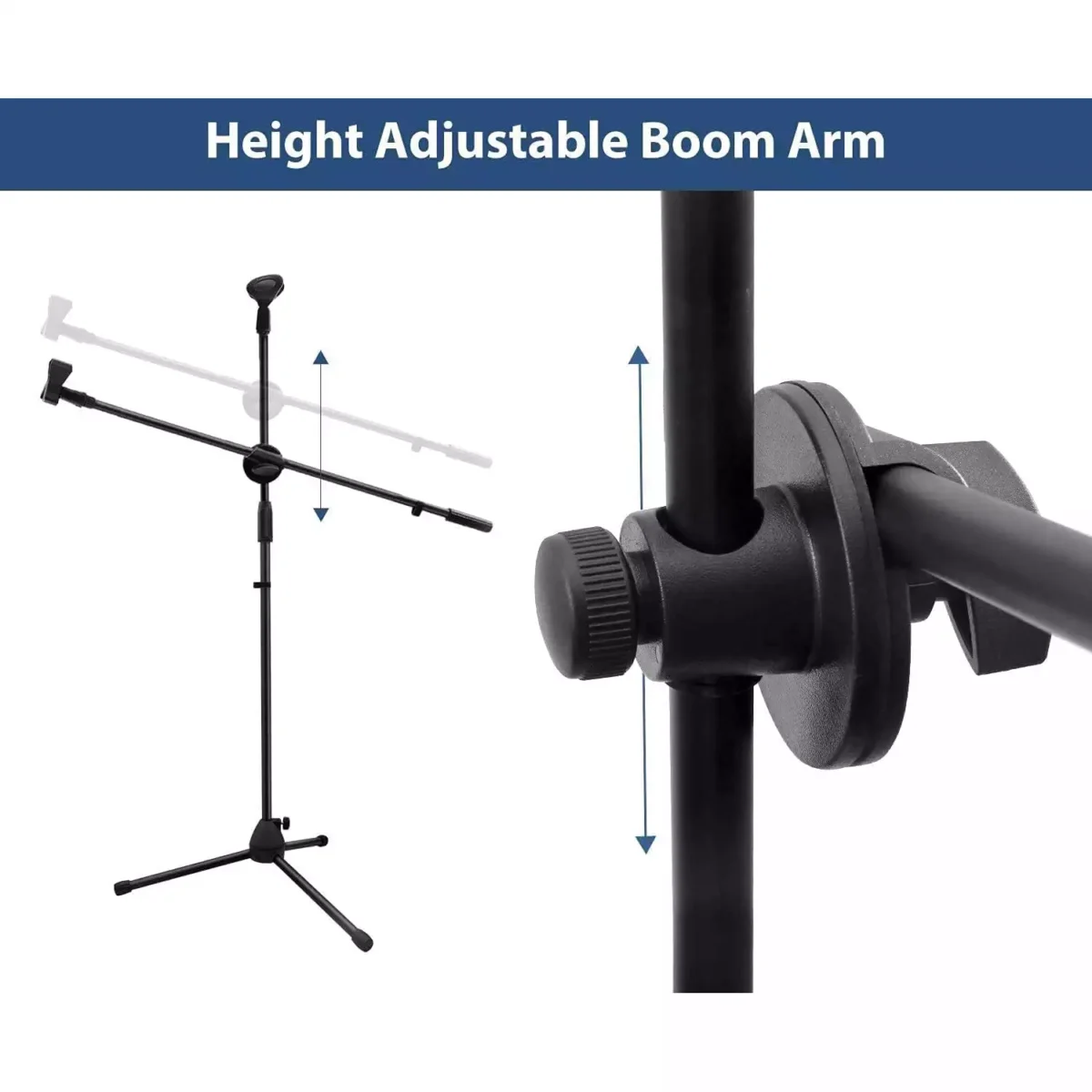 Microphone Stand Stand Tripod with Mic Clips, Boom Microphone Stand Height Adjustable