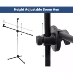 Microphone Stand Stand Tripod with Mic Clips, Boom Microphone Stand Height Adjustable