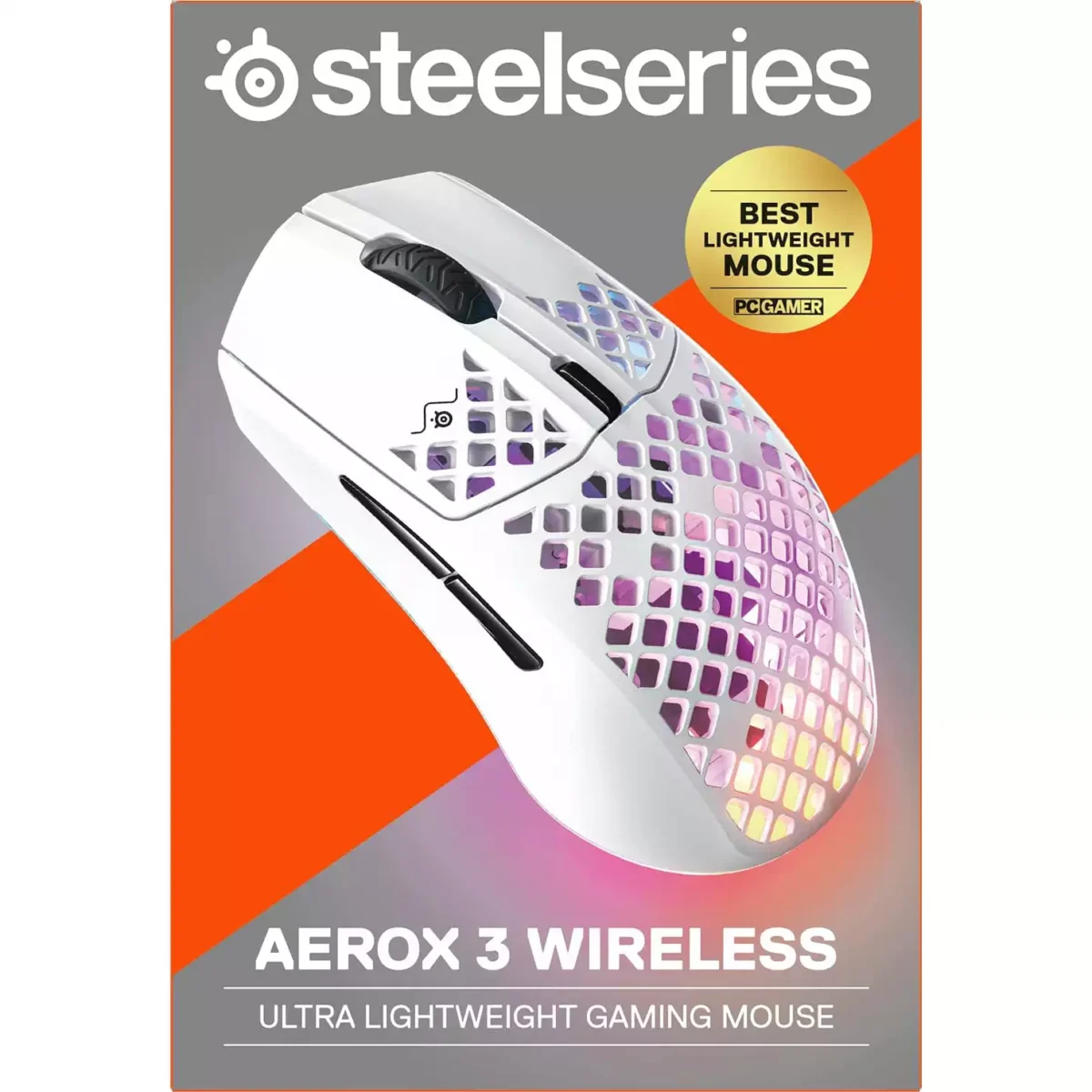 SteelSeries Aerox 3 Wireless, Bluetooth & Wired Gaming Mouse - 18,000 CPI (2022 White Edition)