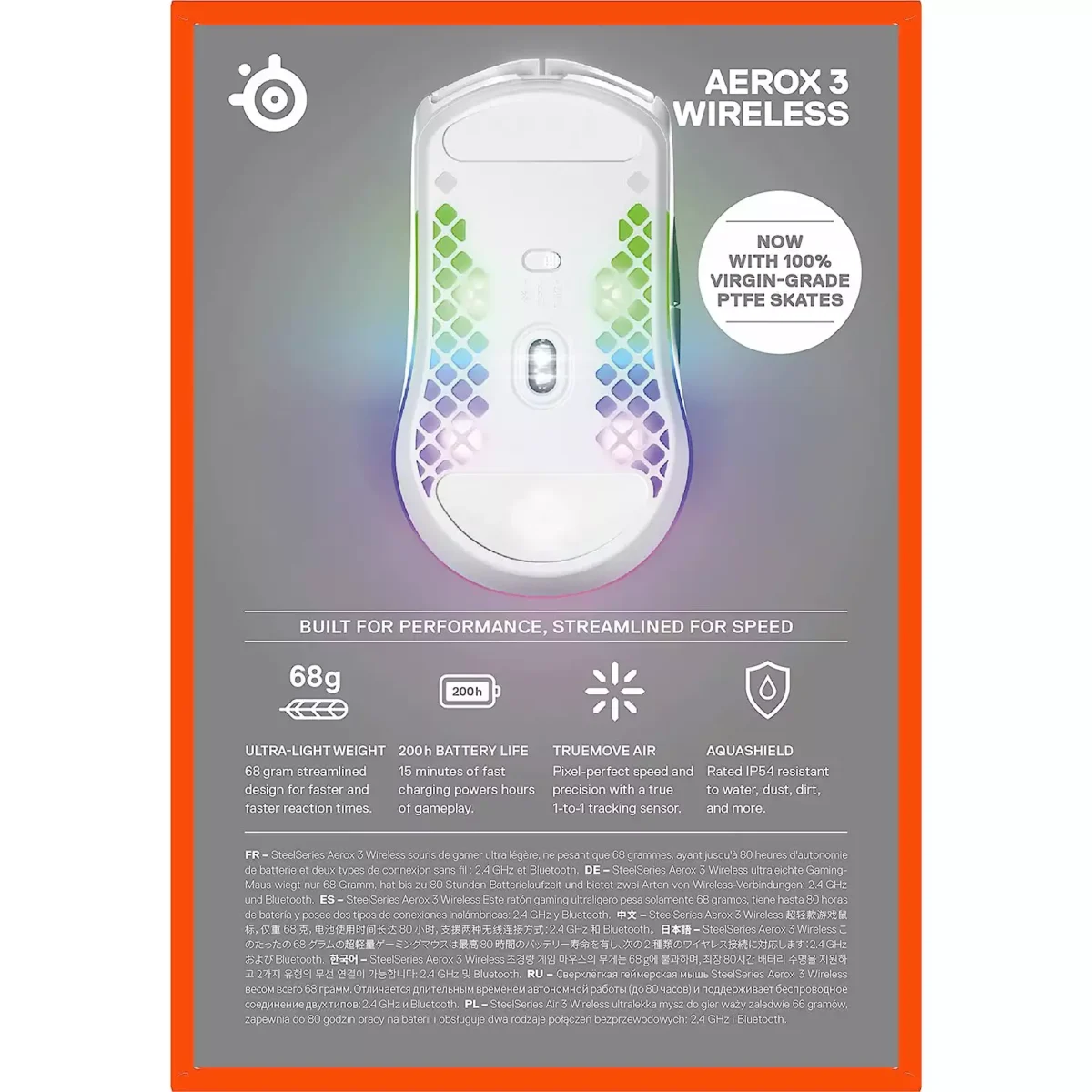 SteelSeries Aerox 3 Wireless, Bluetooth & Wired Gaming Mouse - 18,000 CPI (2022 White Edition)