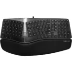 DeLUX Wired Ergonomic Split Ergo Keyboard with Wrist Rest, 2 USB Passthrough