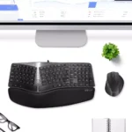 DeLUX Wired Ergonomic Split Ergo Keyboard with Wrist Rest, 2 USB Passthrough