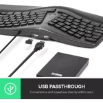 DeLUX Wired Ergonomic Split Ergo Keyboard with Wrist Rest, 2 USB Passthrough