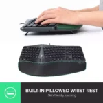 DeLUX Wired Ergonomic Split Ergo Keyboard with Wrist Rest, 2 USB Passthrough