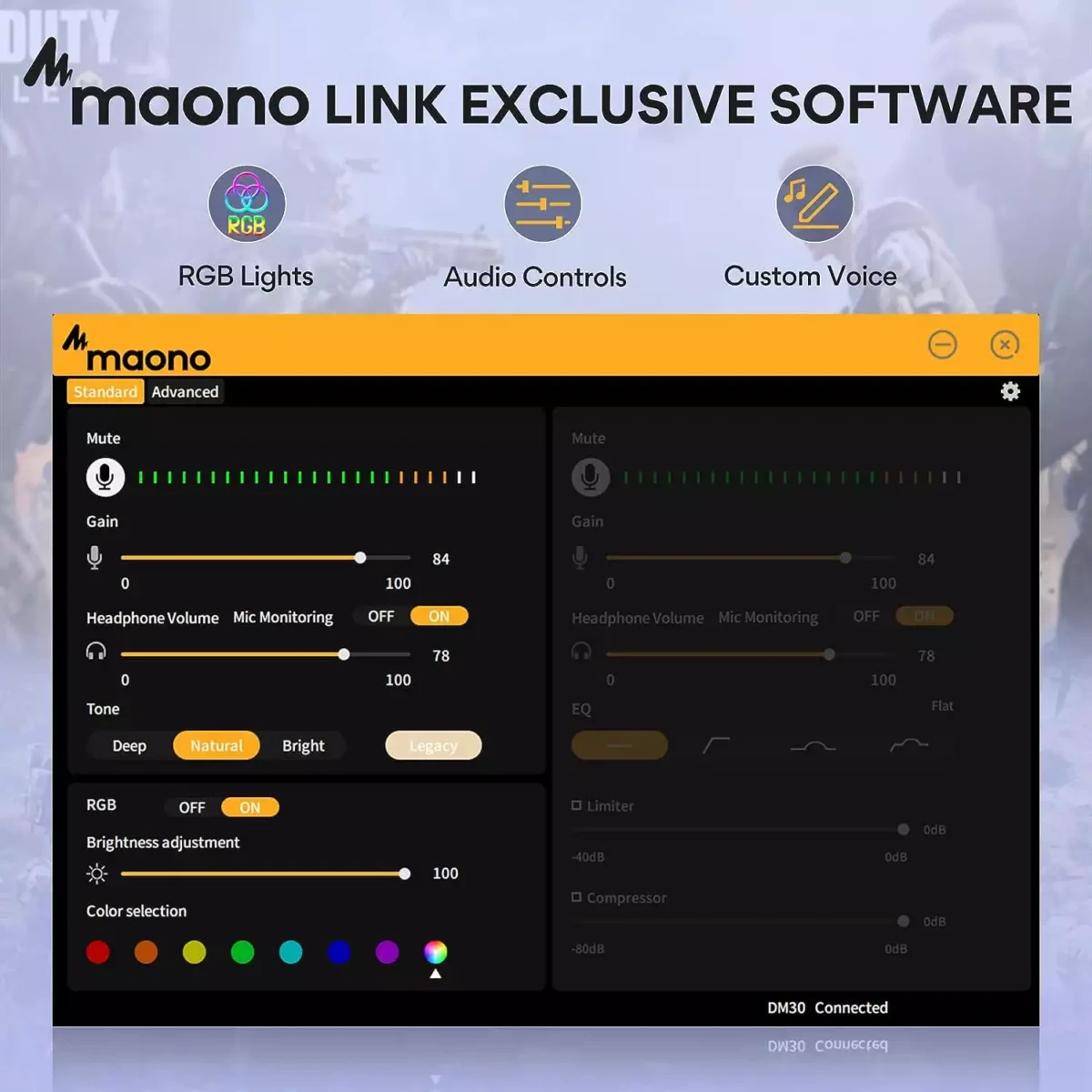 MAONO DM30 RGB USB Gaming Microphone (White)
