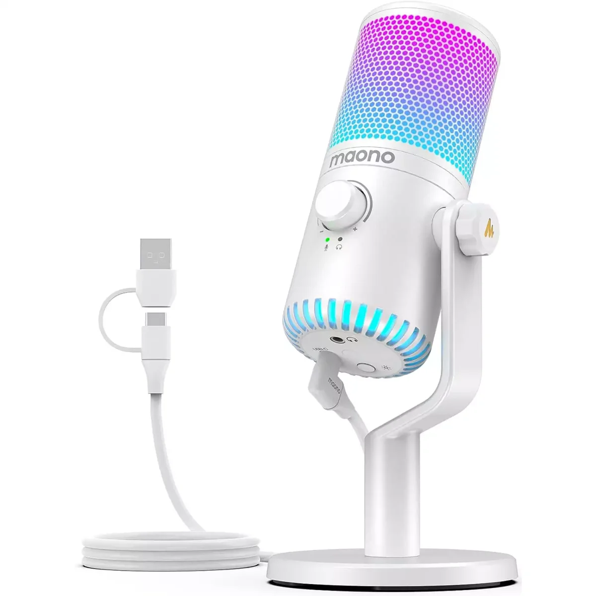 MAONO DM30 RGB USB Gaming Microphone (White)